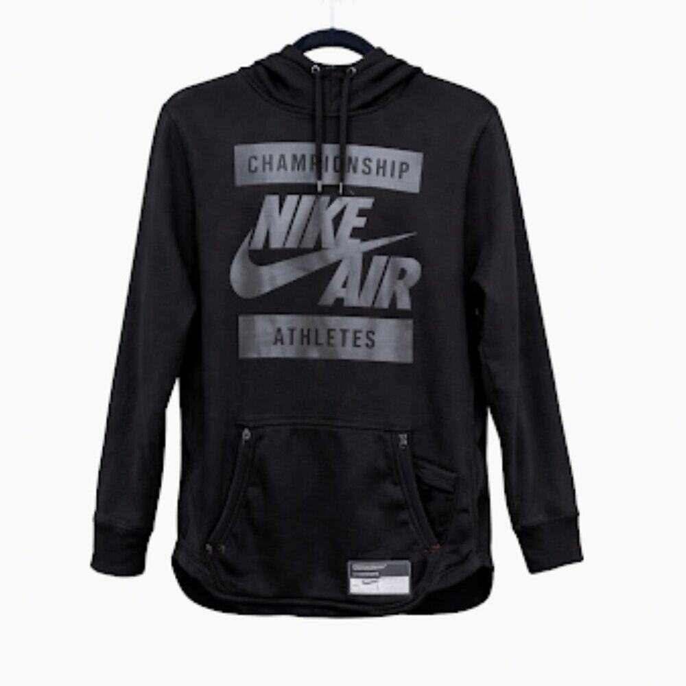 NIKE AIR | Black Unisex Hoodie Pullover Slim Fit Sweatshirt Side Zip Athletic S - Picture 2 of 14